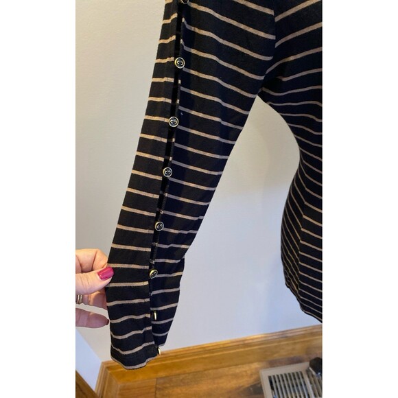 Striped Black and White Women's Top - Picture 3 of 11